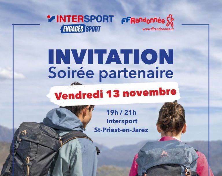 Soirée partenaire le 13 novembre à Intersport St-Priest-en-Jarez